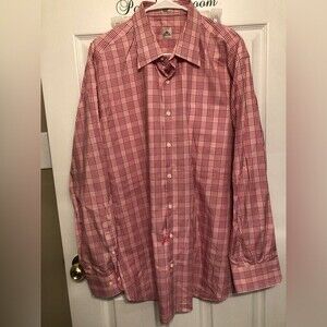 Peter Millar Size XL Shirt Mens Pink Red Plaid Long Sleeve Button Down